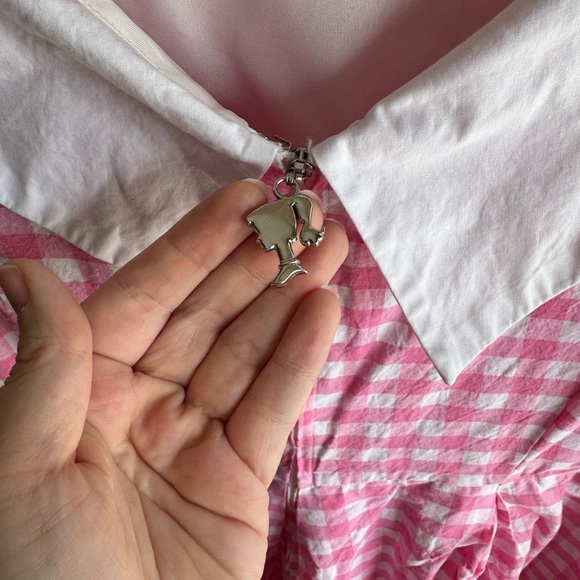 Unique Vintage Pink Gingham Midi Dress Barbie collection size 1X / 16 - Picture 4 of 6